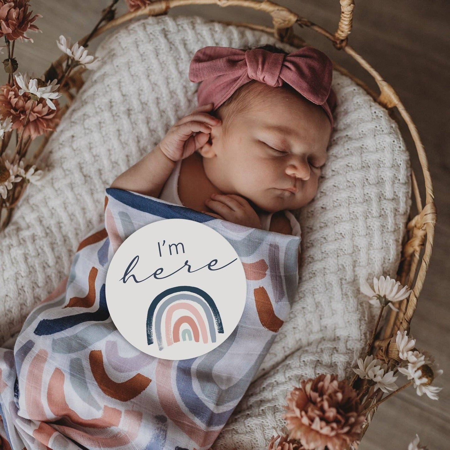 Rainbow Baby & Sage Reversible Milestone Cards