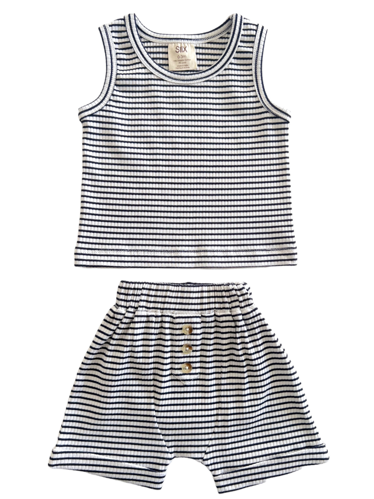 Black Stripe Organic Ribbed Tank & Short Set