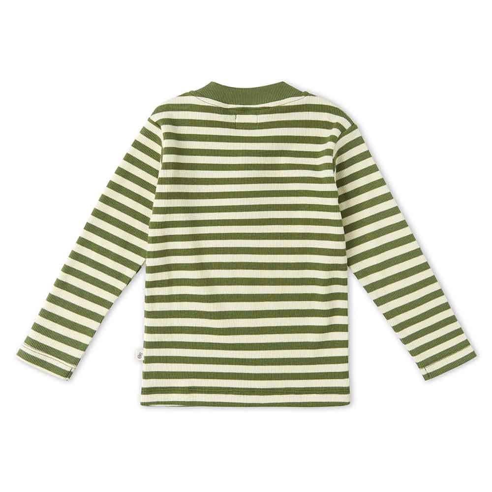 Olive Stripe Organic Henley Top