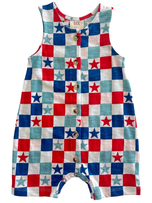 Red, White & Blue Checkerboard Organic Bay Shortie