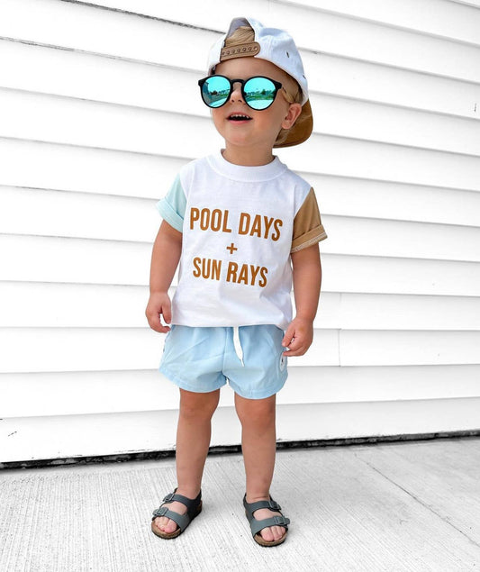 Pool Days + Sun Rays Color Block Tee